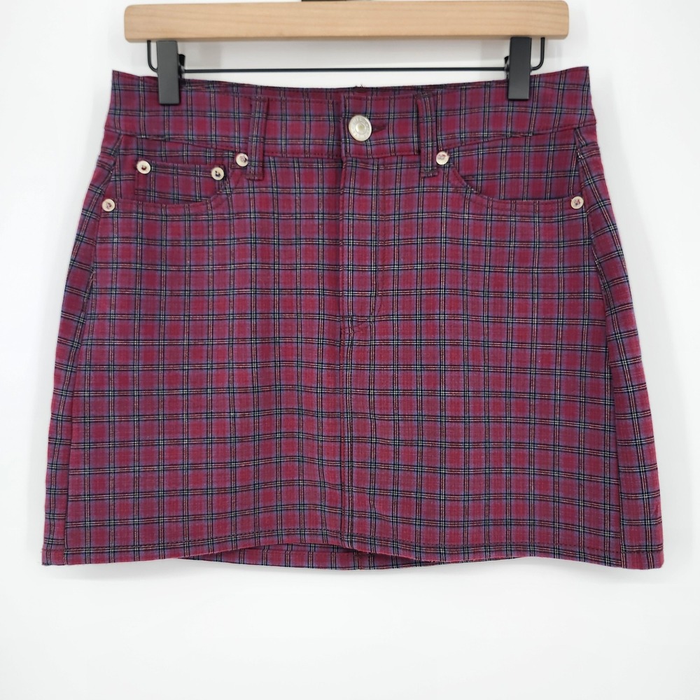 American Eagle Plaid Hi-Rise Mini Skirt Womens 4 Grunge Dark Academia Schoolgirl - Picture 2 of 9